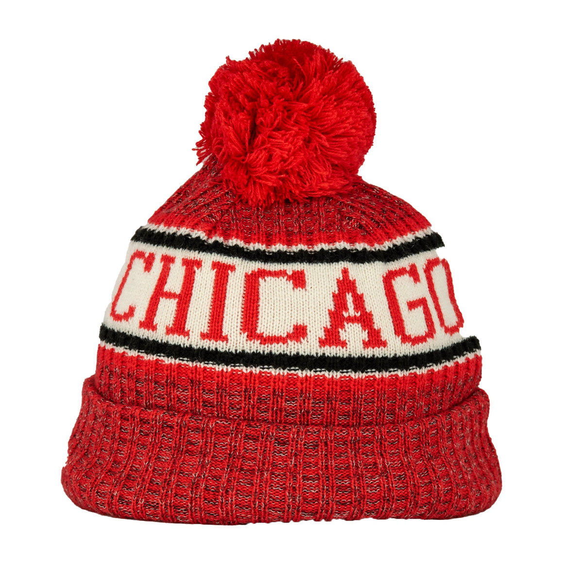 Chicago Bulls Red NE18 Sport Pom Knit Hat product image 2, provided for visual reference and product detail review