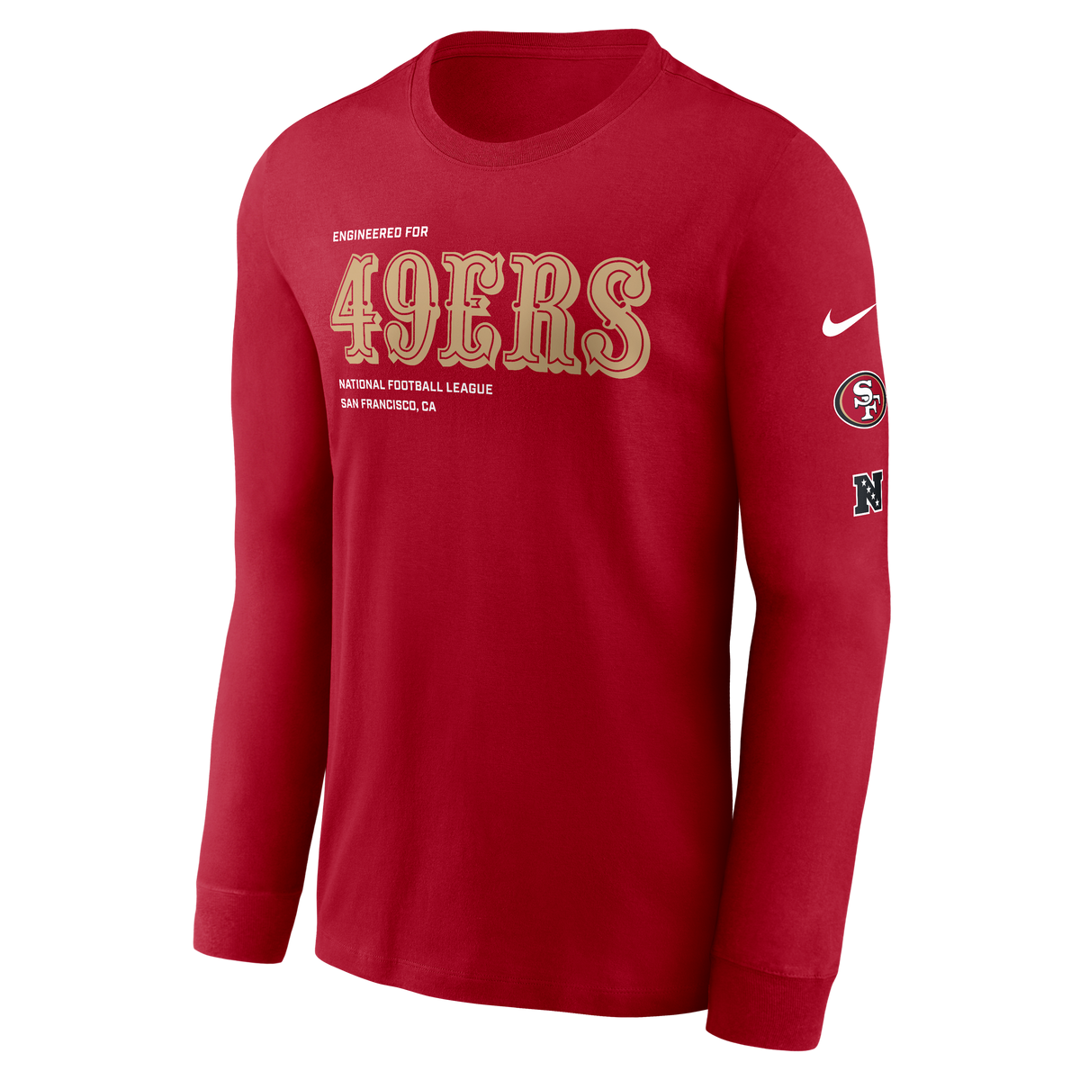 Nike Men San Francisco 49ers Essential Long Sleeve T-Shirt product image 1, provided for visual reference and product detail