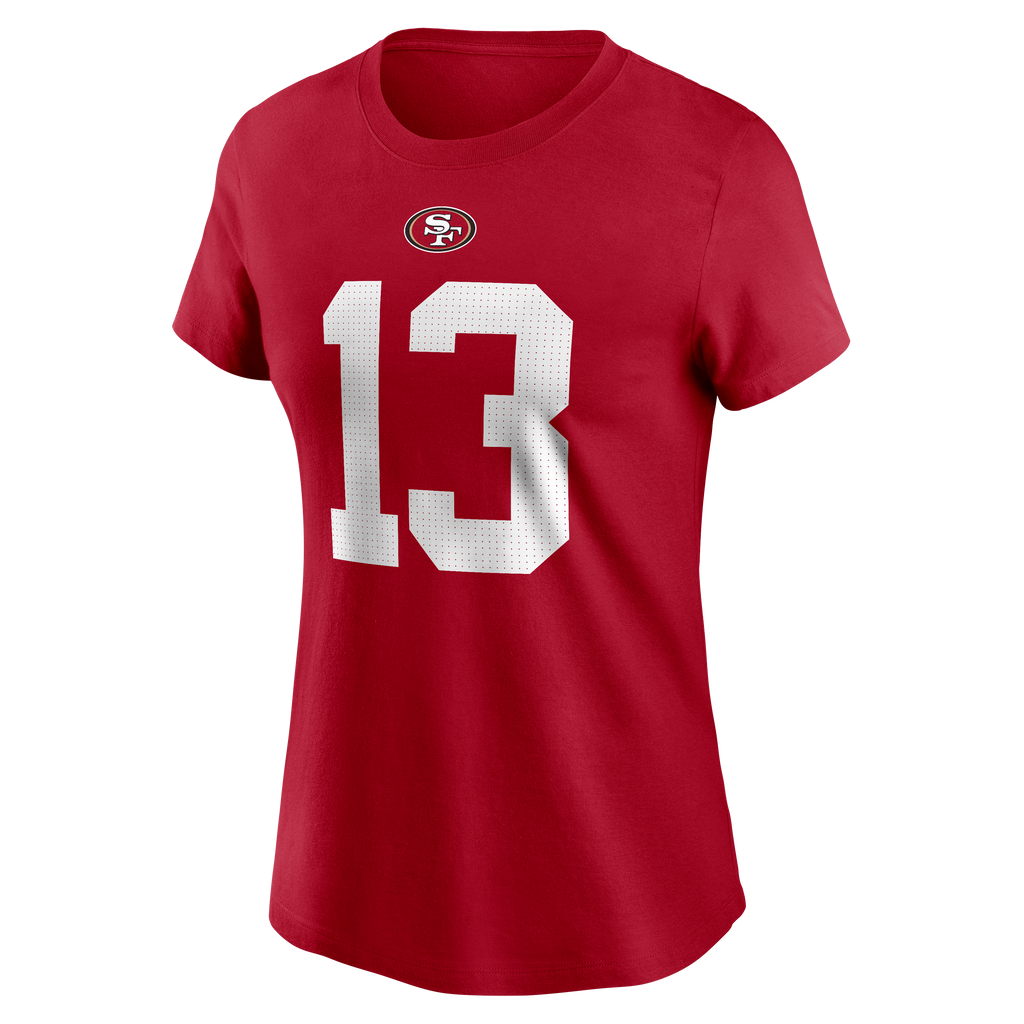Nike Women San Francisco 49ers "Brock Purdy" Player Name & Number T-Shirt product image 1, provided for visual reference and