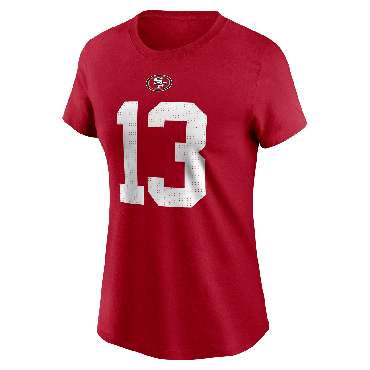 Nike Women San Francisco 49ers "Brock Purdy" Player Name & Number T-Shirt product image 1, provided for visual reference and