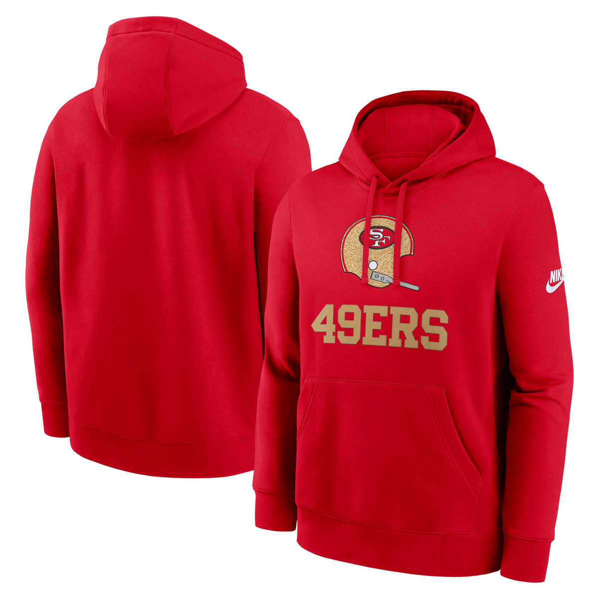 Nike San Francisco 49ers Rewind Club Hoodie- Red product image 3, provided for visual reference and product detail review