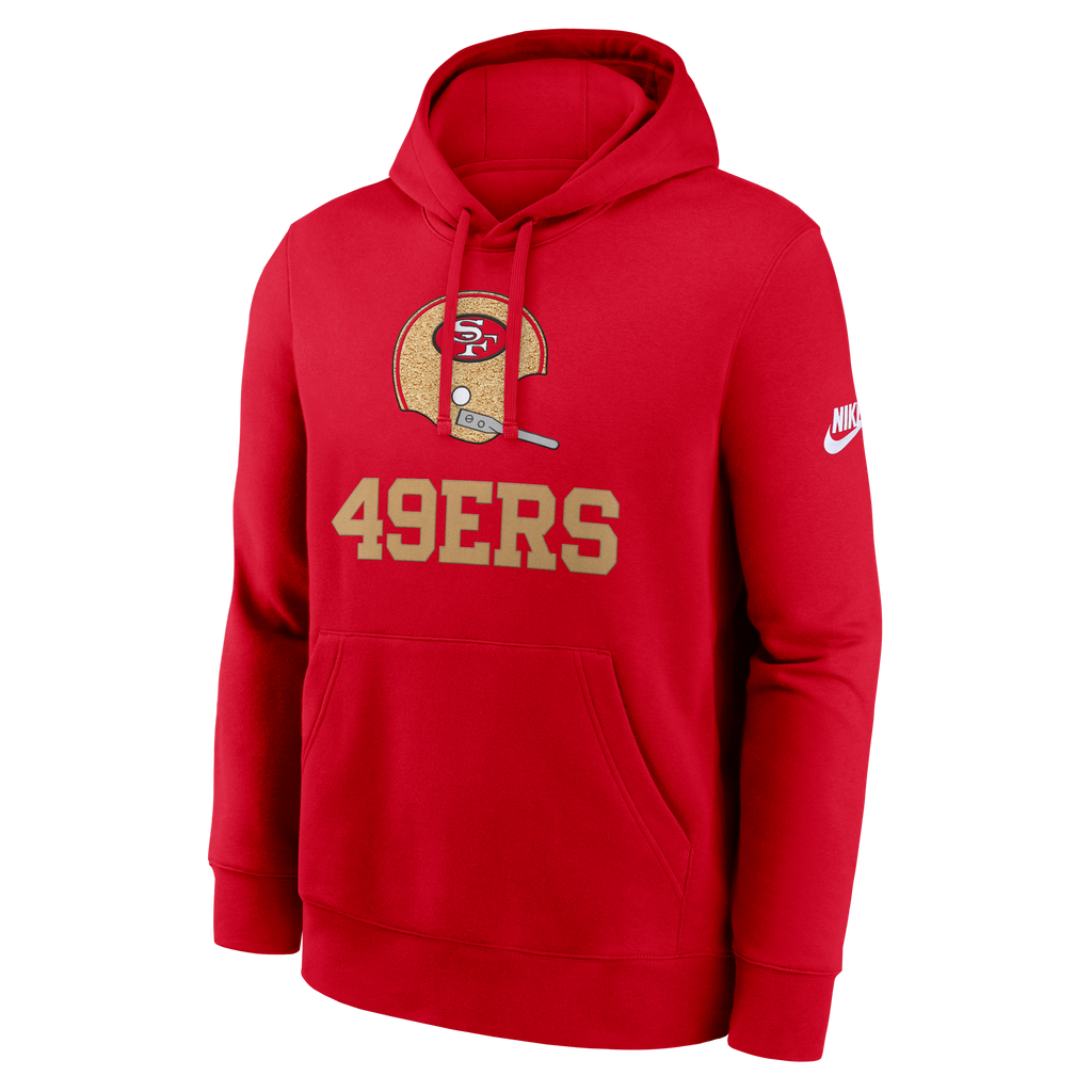 Nike San Francisco 49ers Rewind Club Hoodie- Red product image 1, provided for visual reference and product detail review