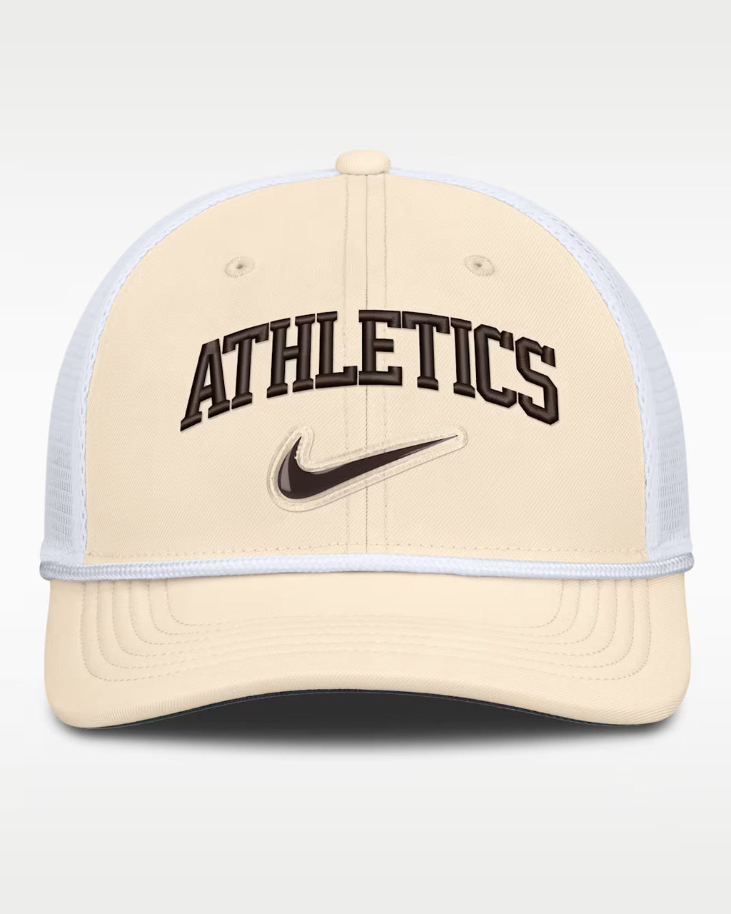 Nike Athletics RISE Trucker Hat - Beige/White product image 1, provided for visual reference and product detail review