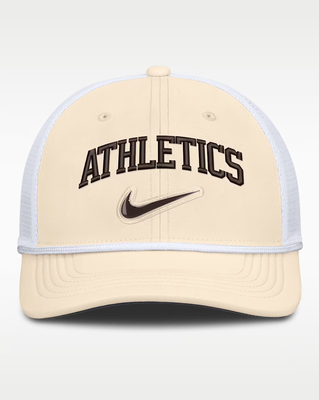 Nike Athletics RISE Trucker Hat - Beige/White product image 1, provided for visual reference and product detail review