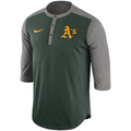 Nike Oakland Athletics Dry Henley 3/4-Sleeve Performance T-Shirt - Green product image 1, provided for visual reference and