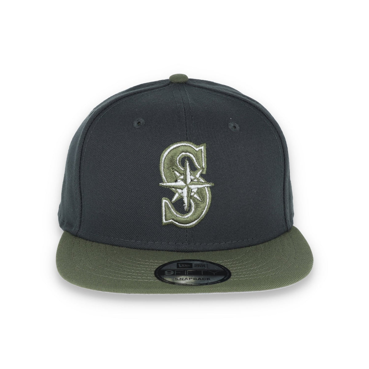 New Era Seattle Mariners 2-Tone Color Pack 9FIFTY Snapback Hat-Grey/Olive product image 2, provided for visual reference and