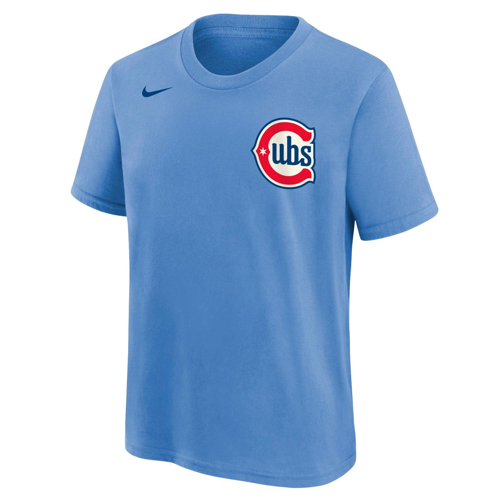 Nico Hoerner Chicago Cubs Alt 2 Blues Youth Player T-Shirt product image 3, provided for visual reference and product detail