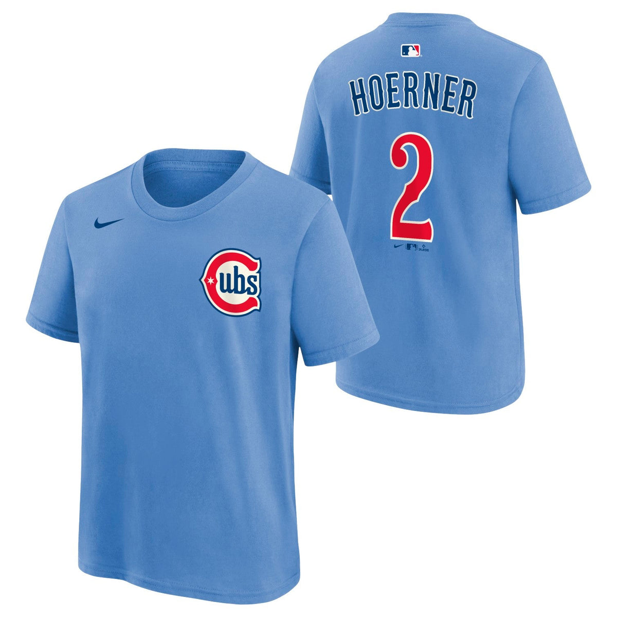 Nico Hoerner Chicago Cubs Alt 2 Blues Youth Player T-Shirt product image 1, provided for visual reference and product detail