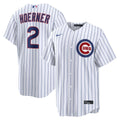 Nico Hoerner Chicago Cubs Nike Home Replica Pinstripe Jersey product image 1, provided for visual reference and product