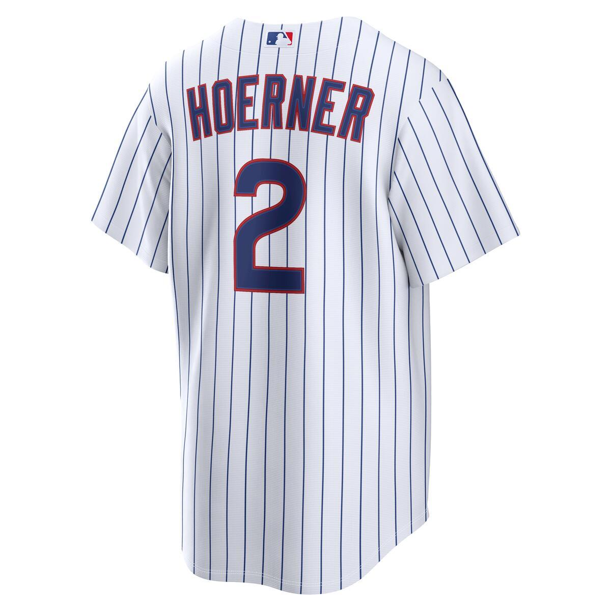 Nico Hoerner Chicago Cubs Nike Home Replica Pinstripe Jersey product image 3, provided for visual reference and product