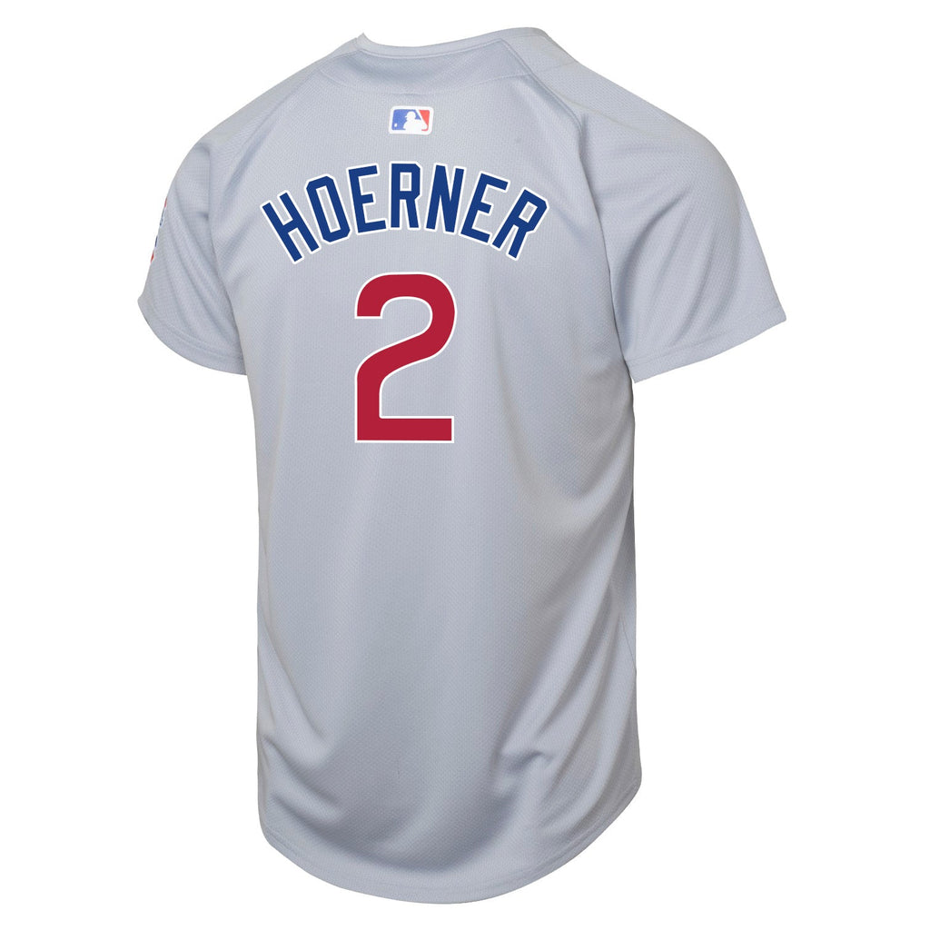 Nico Hoerner Chicago Cubs Nike Youth Road Grey Limited Jersey product image 2, provided for visual reference and product