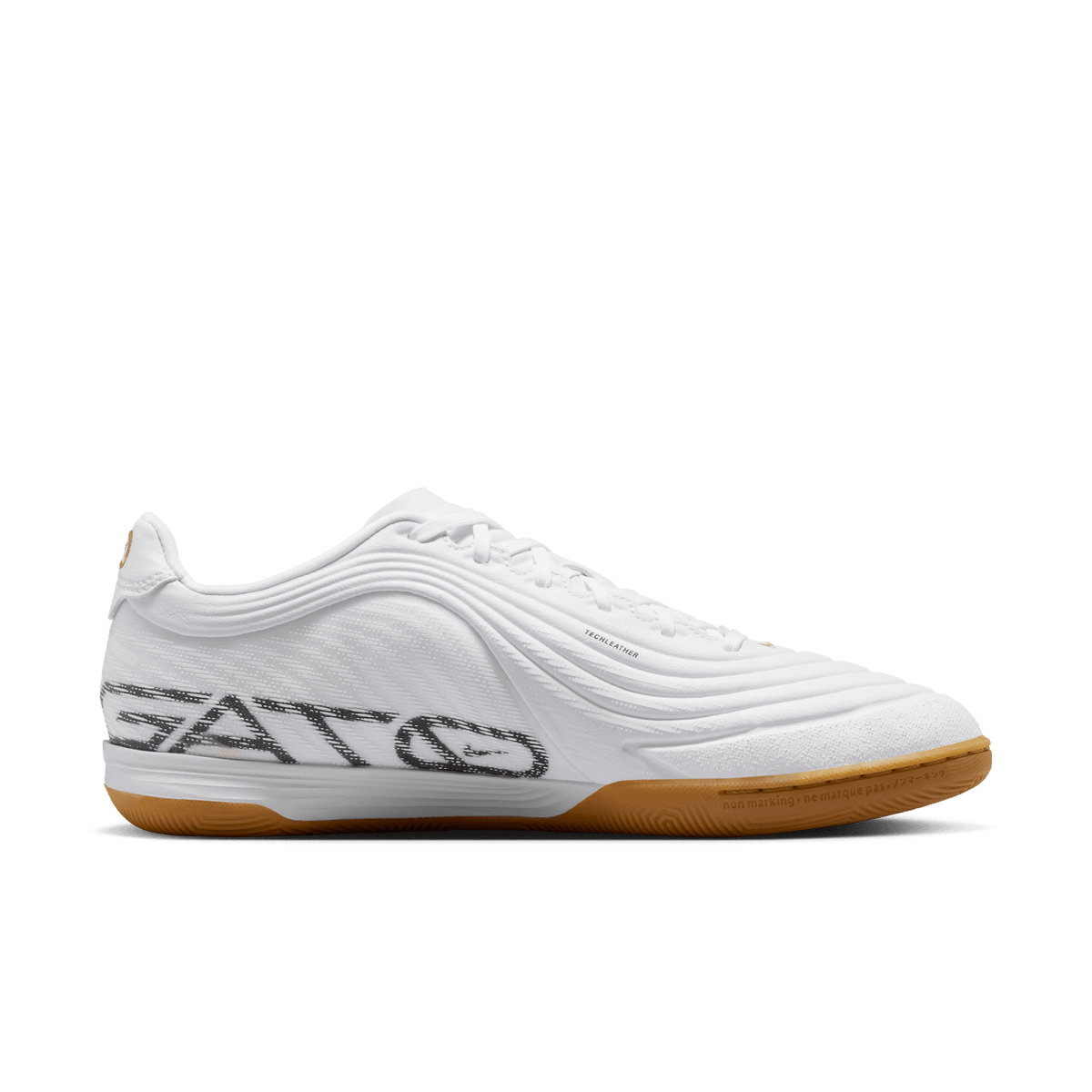 Nike Tiempo Reactgato Indoor/Court Low-Top Soccer Shoes - White/Metalic Gold product image 8, provided for visual reference