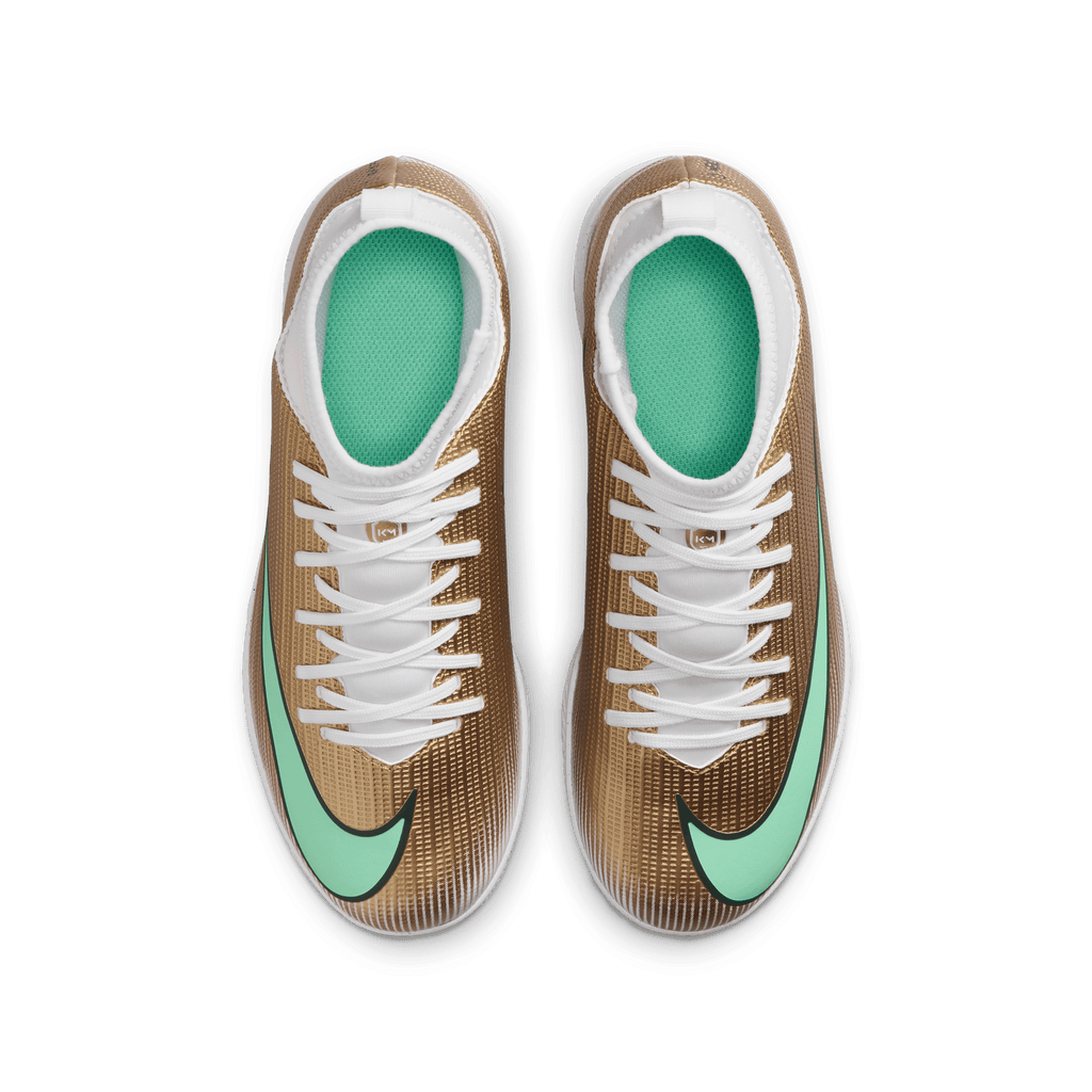 Nike Jr. Mercurial Superfly 11 Club "Kylian Mbappé" Indoor - METALLIC GOLD/GREEN GLOW product image 5, provided for visual