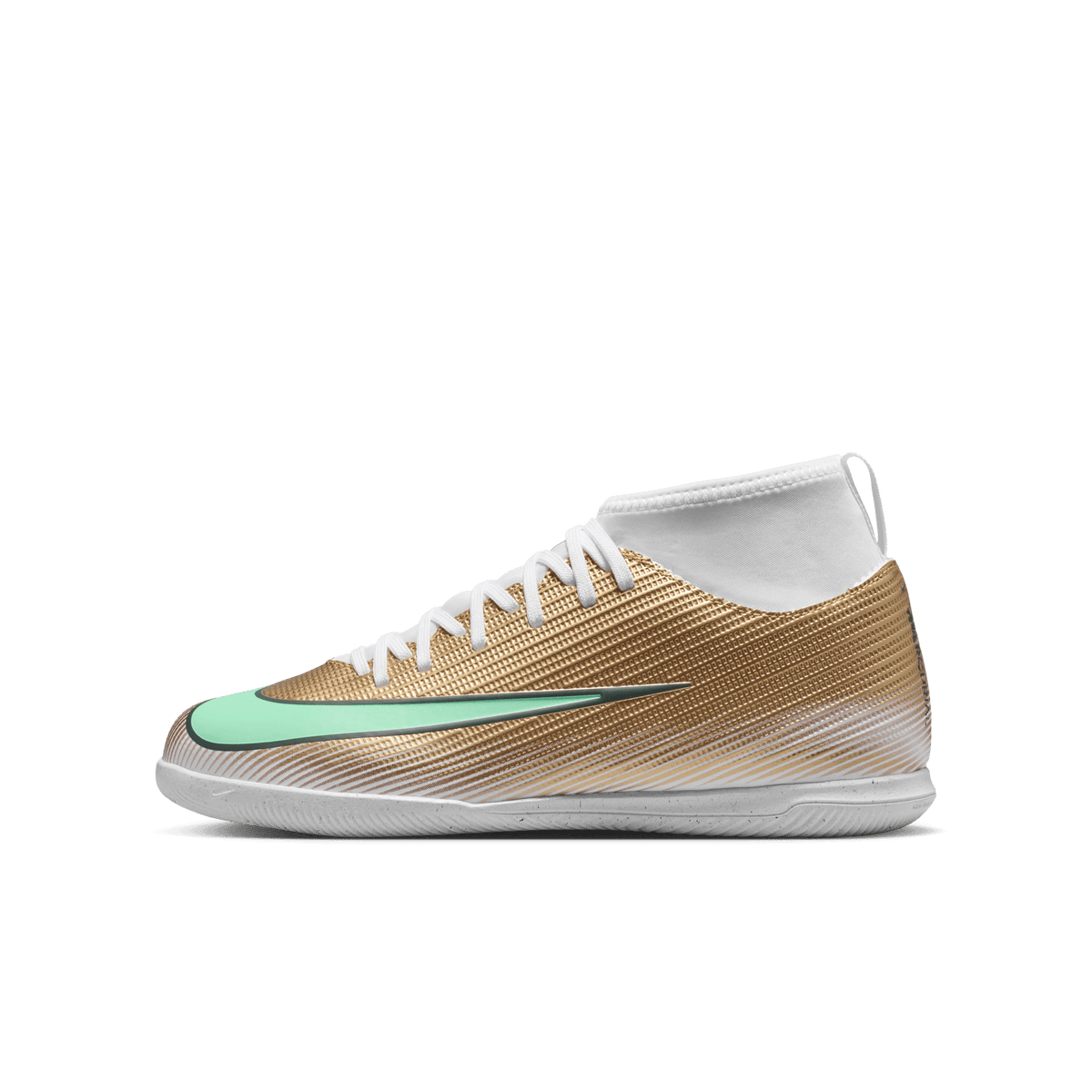 Nike Jr. Mercurial Superfly 11 Club "Kylian Mbappé" Indoor - METALLIC GOLD/GREEN GLOW product image 10, provided for visual