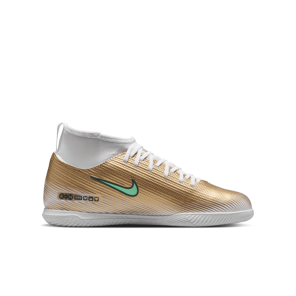 Nike Jr. Mercurial Superfly 11 Club "Kylian Mbappé" Indoor - METALLIC GOLD/GREEN GLOW product image 9, provided for visual