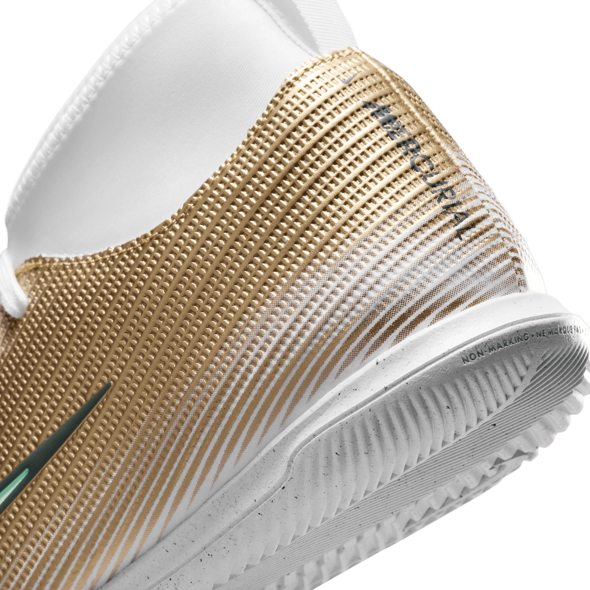 Nike Jr. Mercurial Superfly 11 Club "Kylian Mbappé" Indoor - METALLIC GOLD/GREEN GLOW product image 7, provided for visual