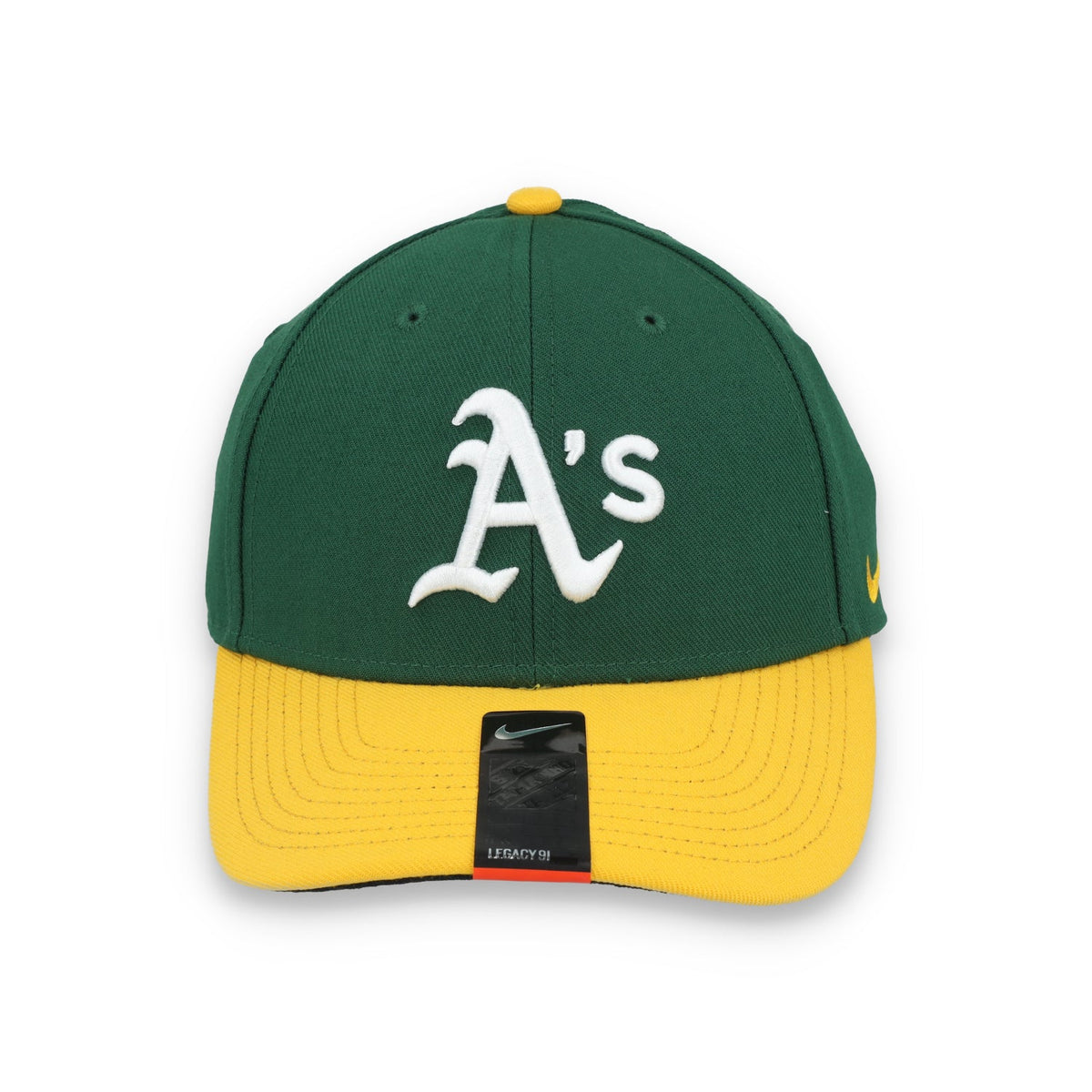 Nike Oakland Athletics Legacy91 Dri-FIT Adjustable Hat -Green/Yellow product image 2, provided for visual reference and
