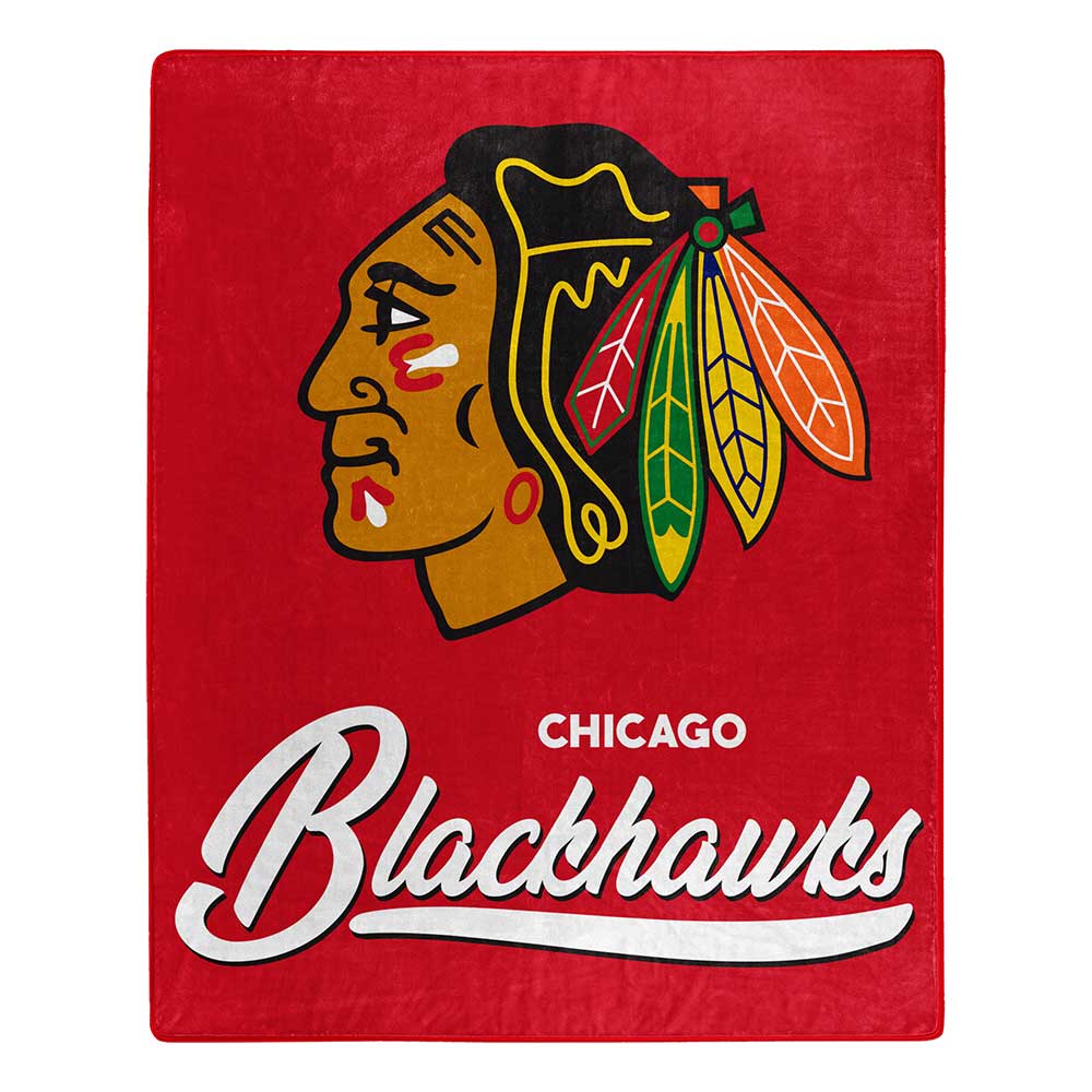 Chicago Blackhawks Plush Raschel 50"x60" Throw Blanket product image 1, provided for visual reference and product detail