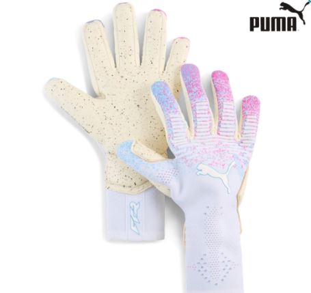 PUMA FUTURE ULTIMATE NC PUMA WHITE-LUMINOUS PINK-LUMINOUS BLUE Gloves product image 1, provided for visual reference and