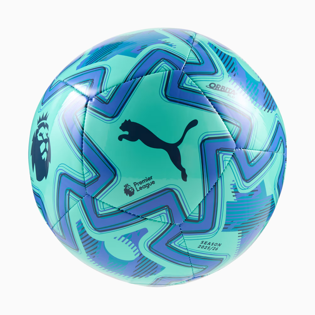 Puma Orbita Play Premier League Brilliance Soccer Ball-Peppermint/Blue/Black product image 1, provided for visual reference