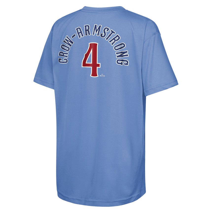 Pete Crow-Armstrong Chicago Cubs Alt 2 Blues Sublimated Youth T-Shirt product image 2, provided for visual reference and