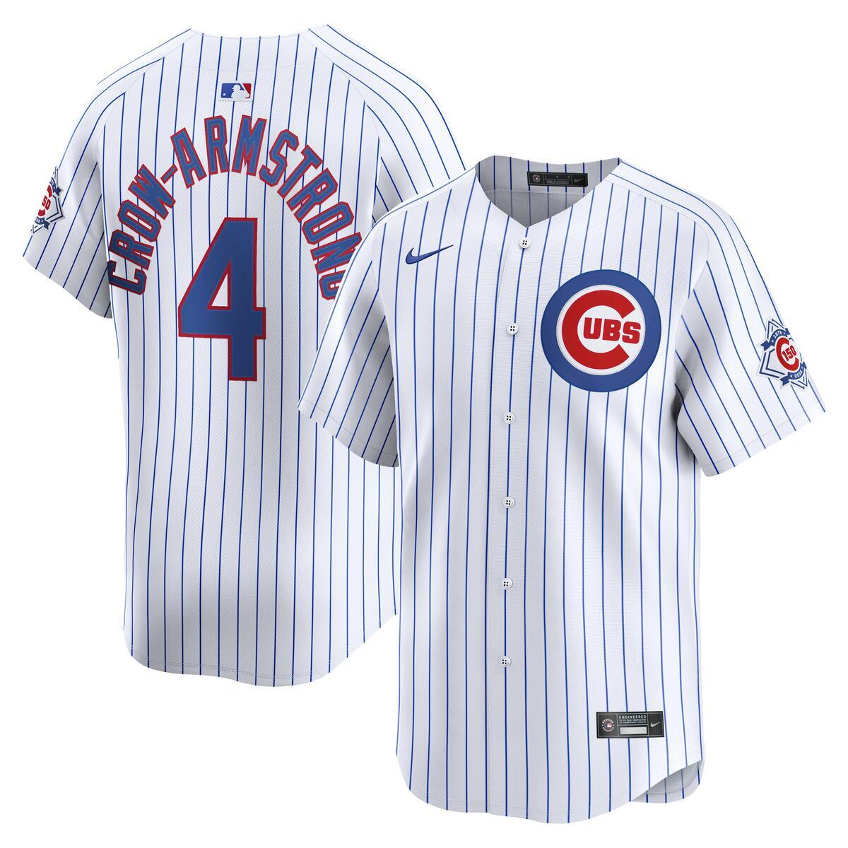 Pete Crow-Armstrong Chicago Cubs Nike Limited 150th Anniversary Home Pinstripe Jersey product image 1, provided for visual