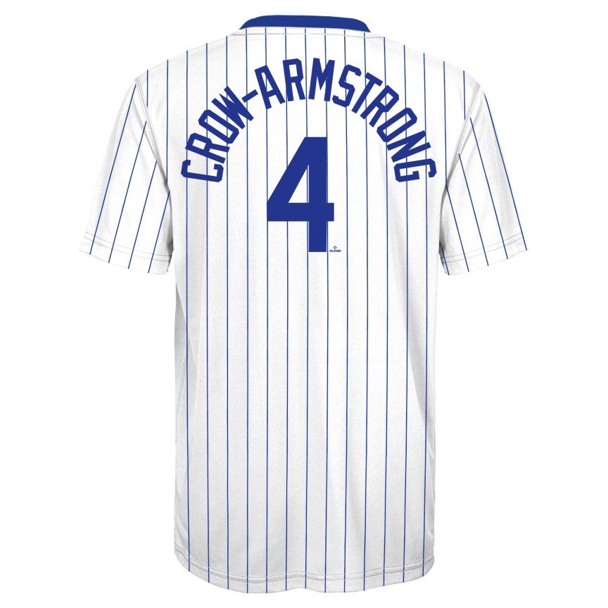 Pete Crow-Armstrong Chicago Cubs Pinstripe Sublimated Youth T-Shirt product image 2, provided for visual reference and