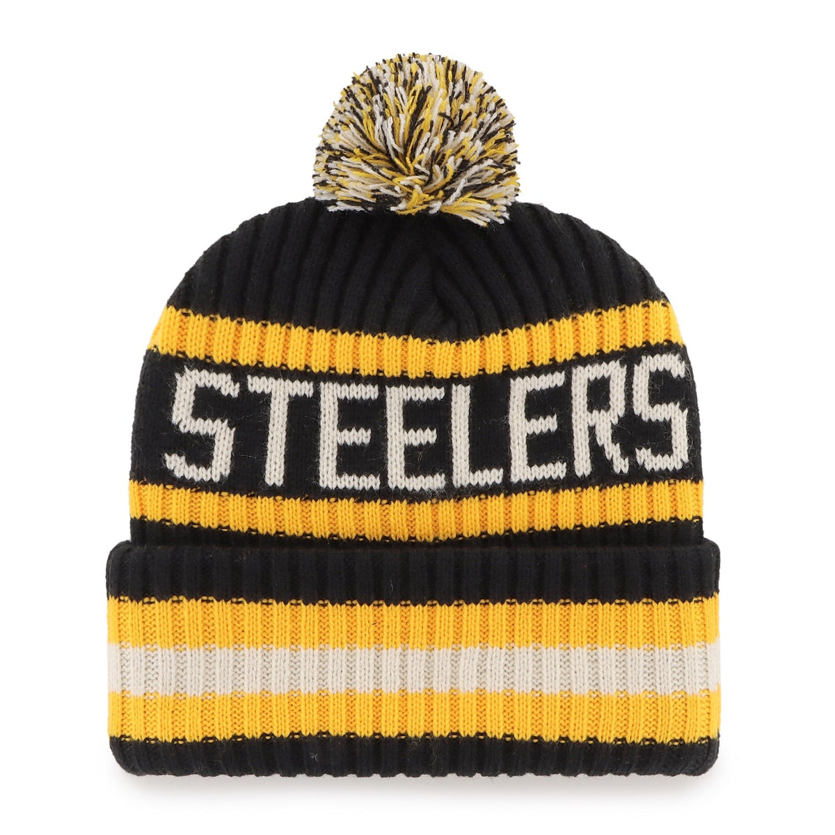 Pittsburgh Steelers '47 Black Bering Cuffed Knit Hat product image 2, provided for visual reference and product detail review