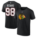 Connor Bedard #98 Chicago Blackhawks Black T-Shirt product image 1, provided for visual reference and product detail review