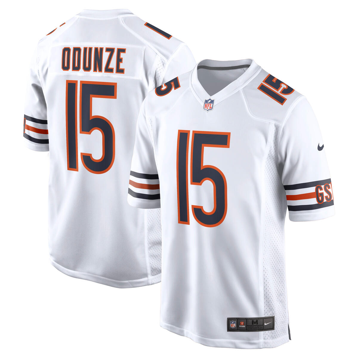 Rome Odunze #15 Chicago Bears Nike Men White Game Jersey product image 1, provided for visual reference and product detail