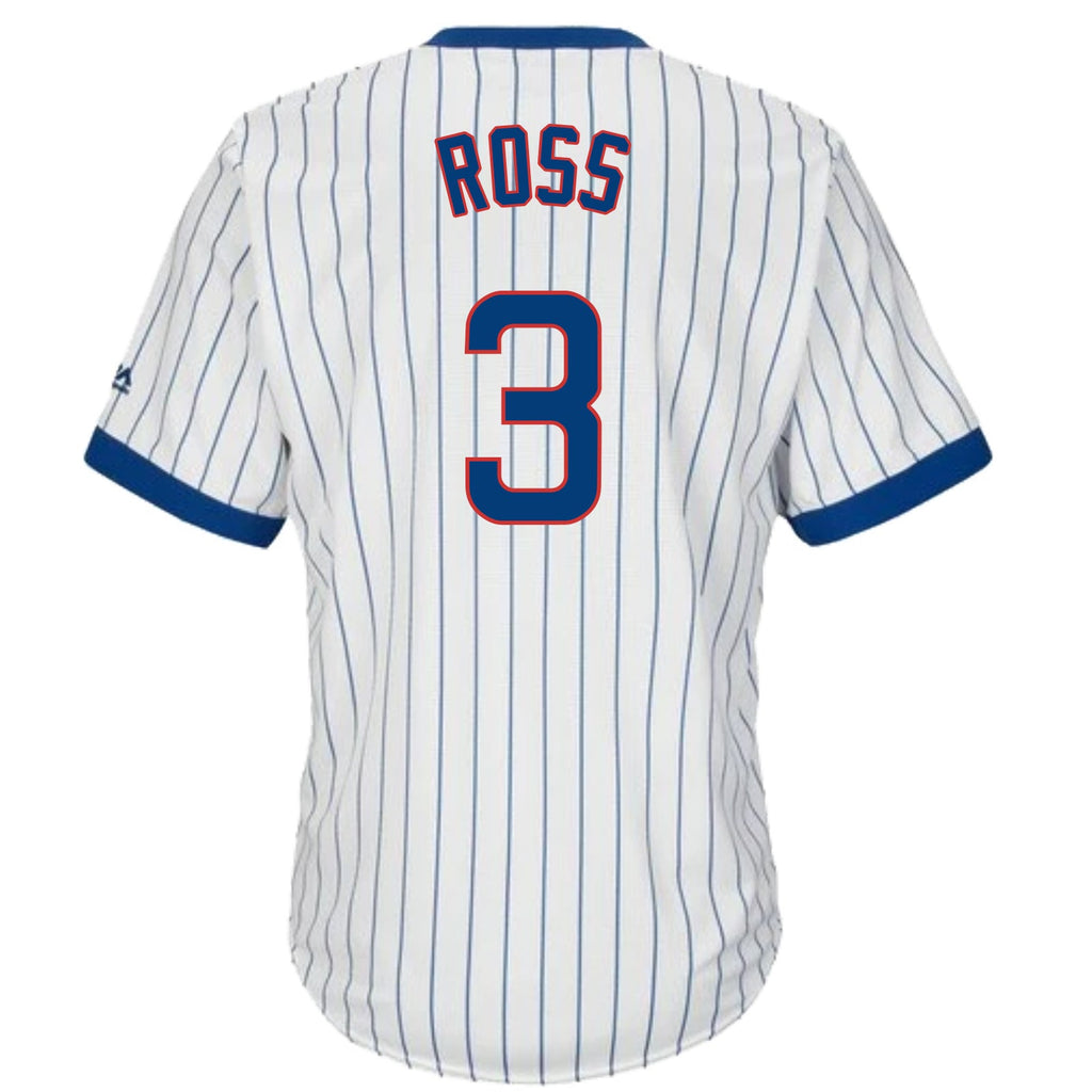 David Ross Chicago Cubs Cooperstown White Pinstripe V-Neck Home Men Jersey product image 3, provided for visual reference