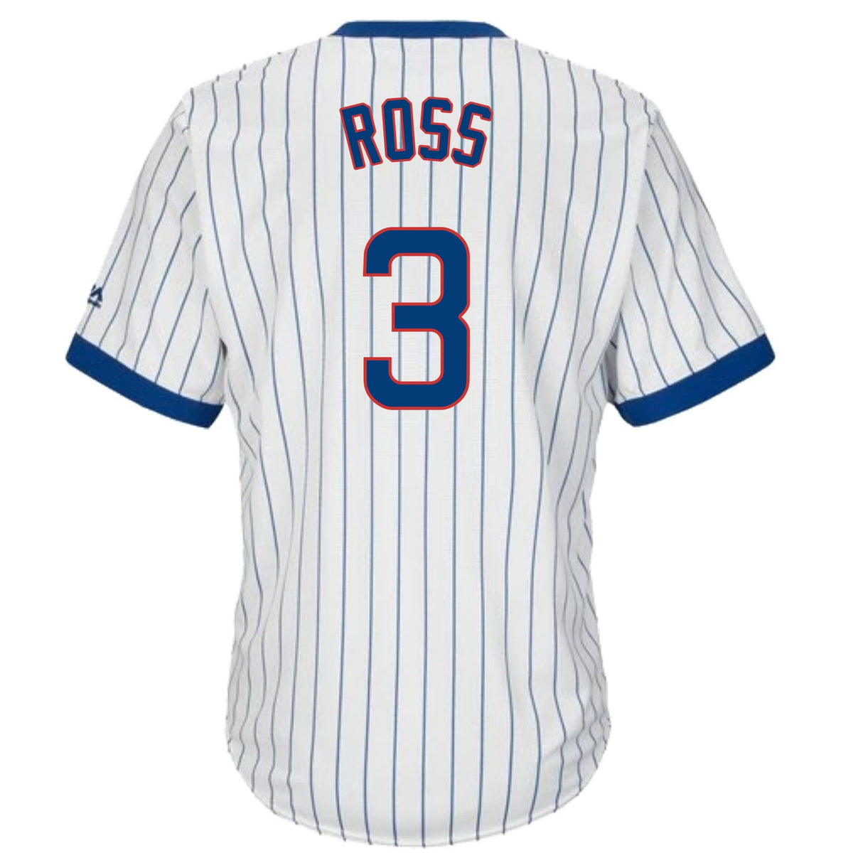 David Ross Chicago Cubs Cooperstown White Pinstripe V-Neck Home Men Jersey product image 3, provided for visual reference