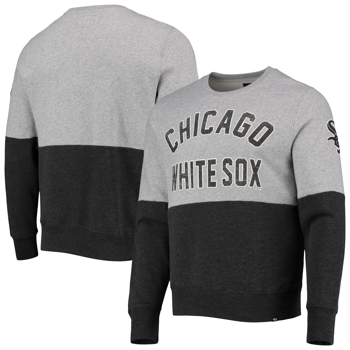 Chicago White Sox '47 Heathered Gray/Heathered Black Two-Toned Men Pullover Sweatshirt product image 1, provided for visual