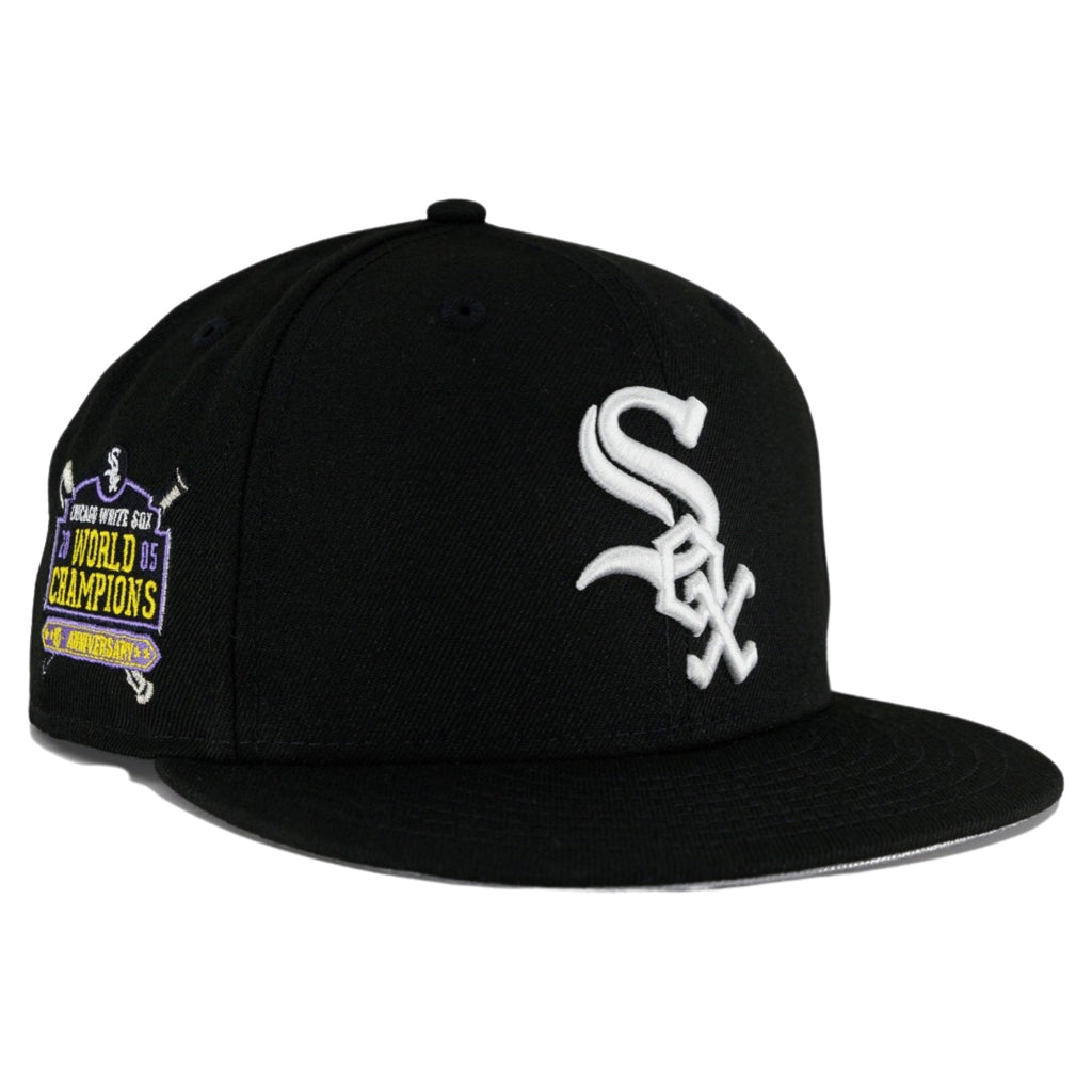 Chicago White Sox Black Grey 05' WS New Era 59FIFTY Fitted Hat product image 2, provided for visual reference and product