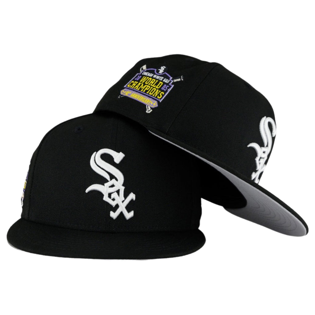 Chicago White Sox Black Grey 05' WS New Era 59FIFTY Fitted Hat product image 1, provided for visual reference and product