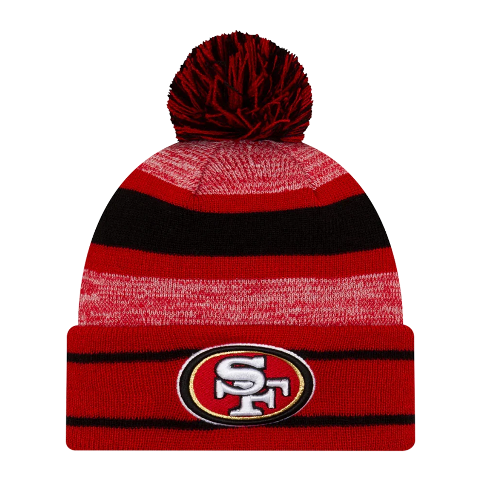 New Era San Francisco 49ers Men Cuffed Pom Knit - Red/Black product image 1, provided for visual reference and product