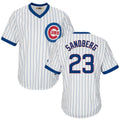 Ryne Sandberg Chicago Cubs Cooperstown White Pinstripe V-Neck Home Men Jersey product image 1, provided for visual reference