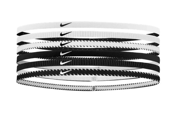 Nike Flex Classic Slim Headbands 6-Pack - White/Black/White product image 1, provided for visual reference and product
