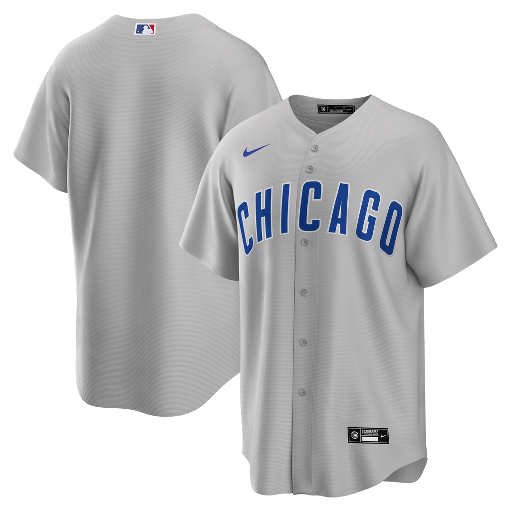 Chicago Cubs Nike Men Gray Replica Road Jersey product image 1, provided for visual reference and product detail review