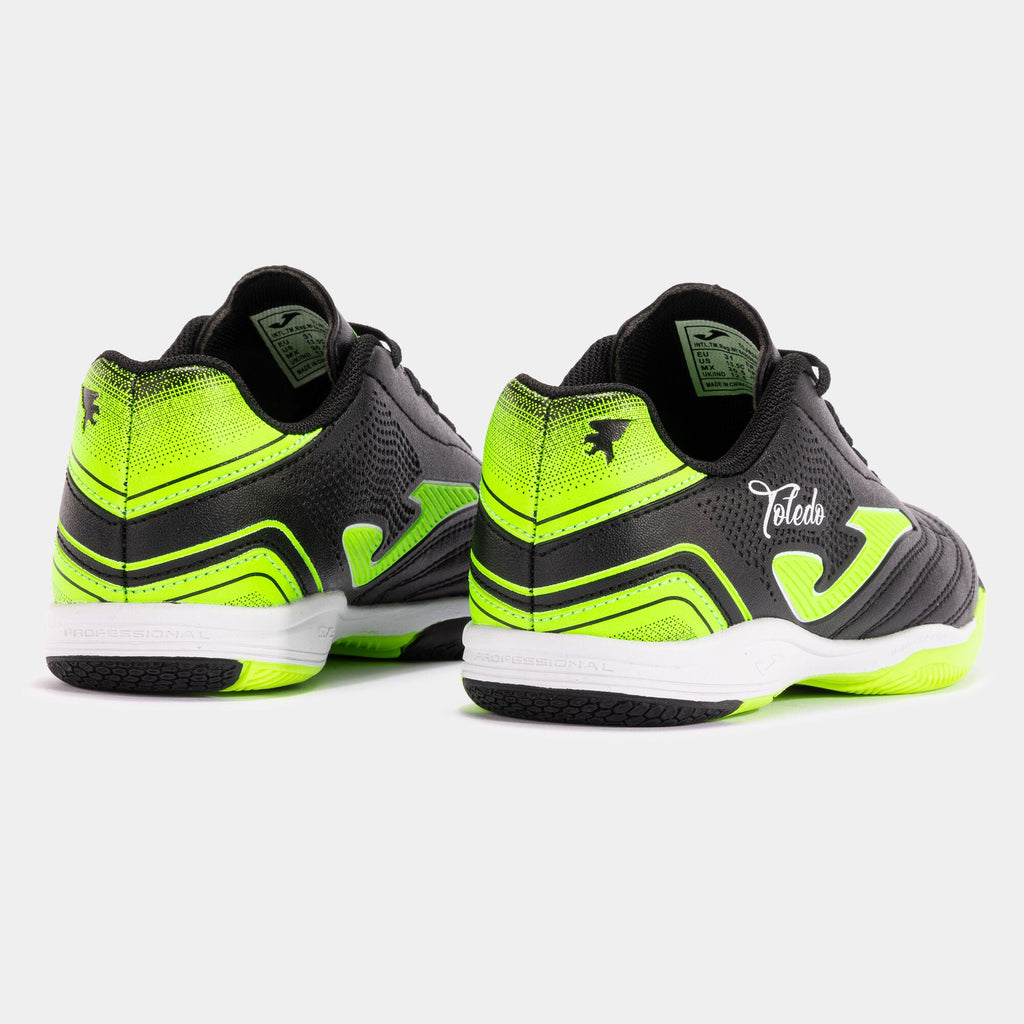 Joma Jr Toledo Indoor Shoe-Black/Florecent Green product image 4, provided for visual reference and product detail review