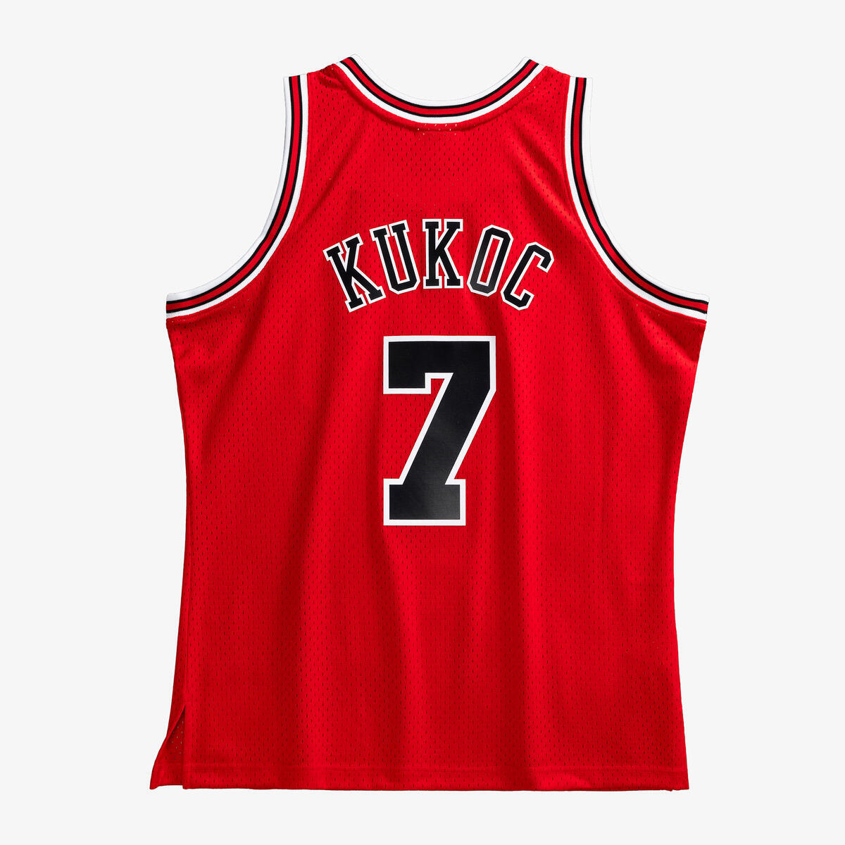 Toni Kukoc #7 Chicago Bulls Mitchell & Ness Red Swingman 1997 Jersey product image 1, provided for visual reference and