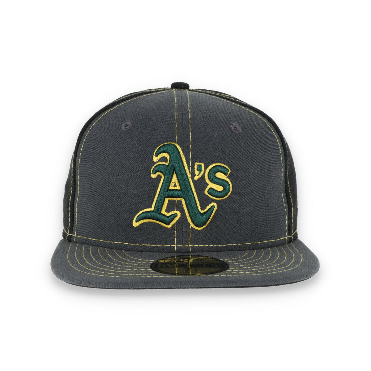 Oakland Athletics New Era 59Fifty Cap-Dark Grey/Black product image 2, provided for visual reference and product detail