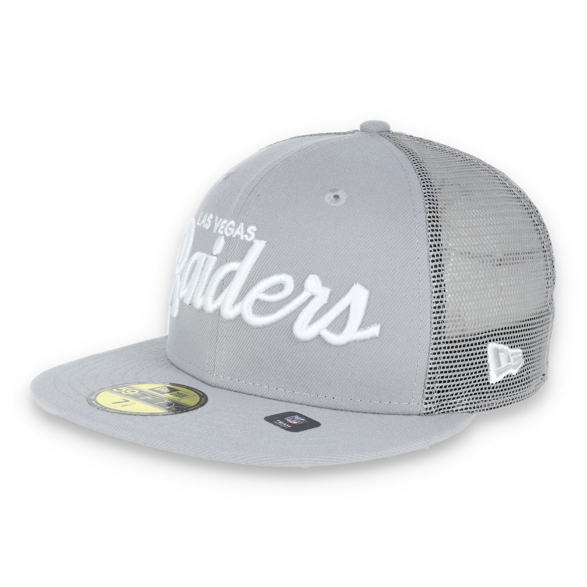 LAS VEGAS RAIDERS NEW ERA mesh script 59FIFTY FITTED-GRAY product image 1, provided for visual reference and product detail