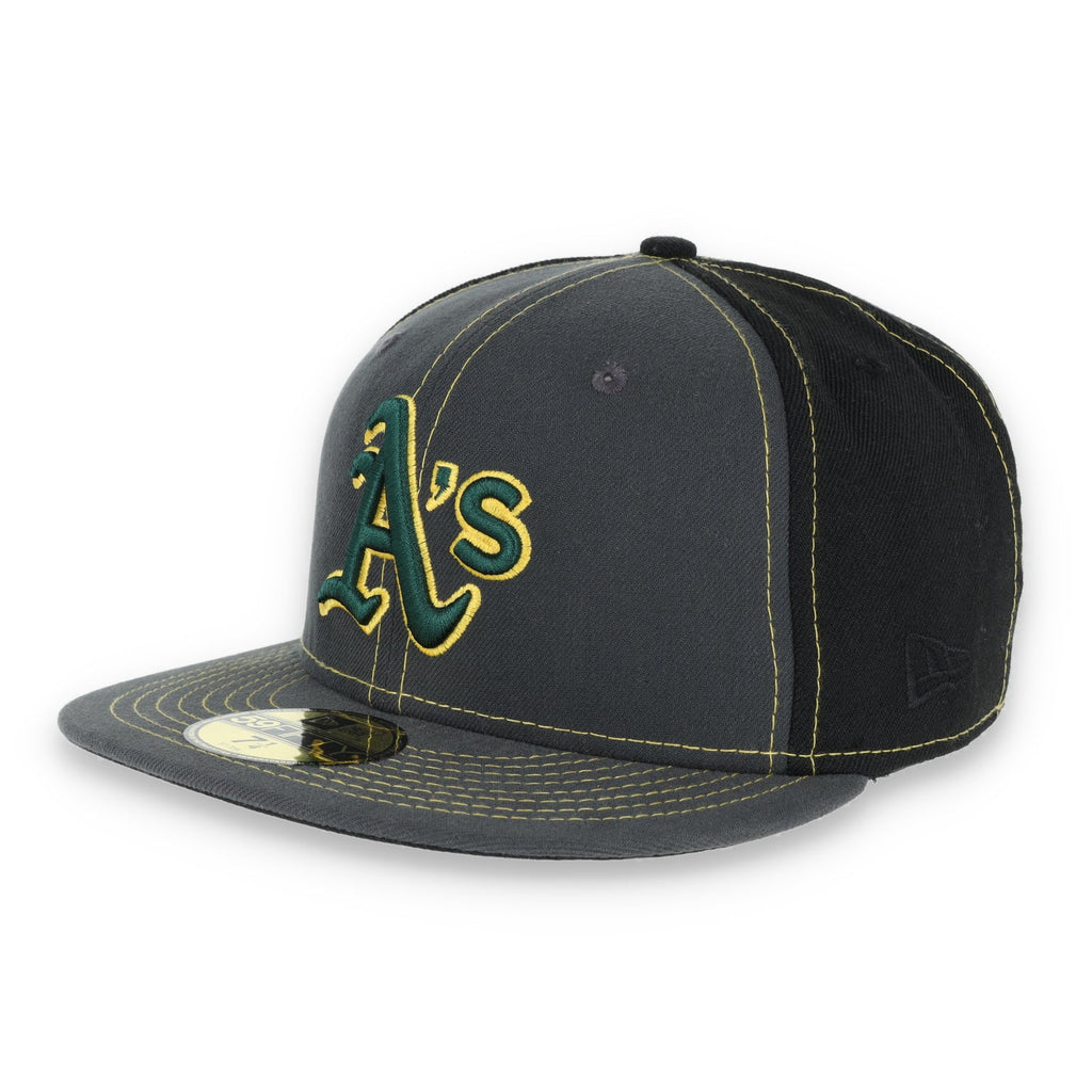 Oakland Athletics New Era 59Fifty Cap-Dark Grey/Black product image 1, provided for visual reference and product detail