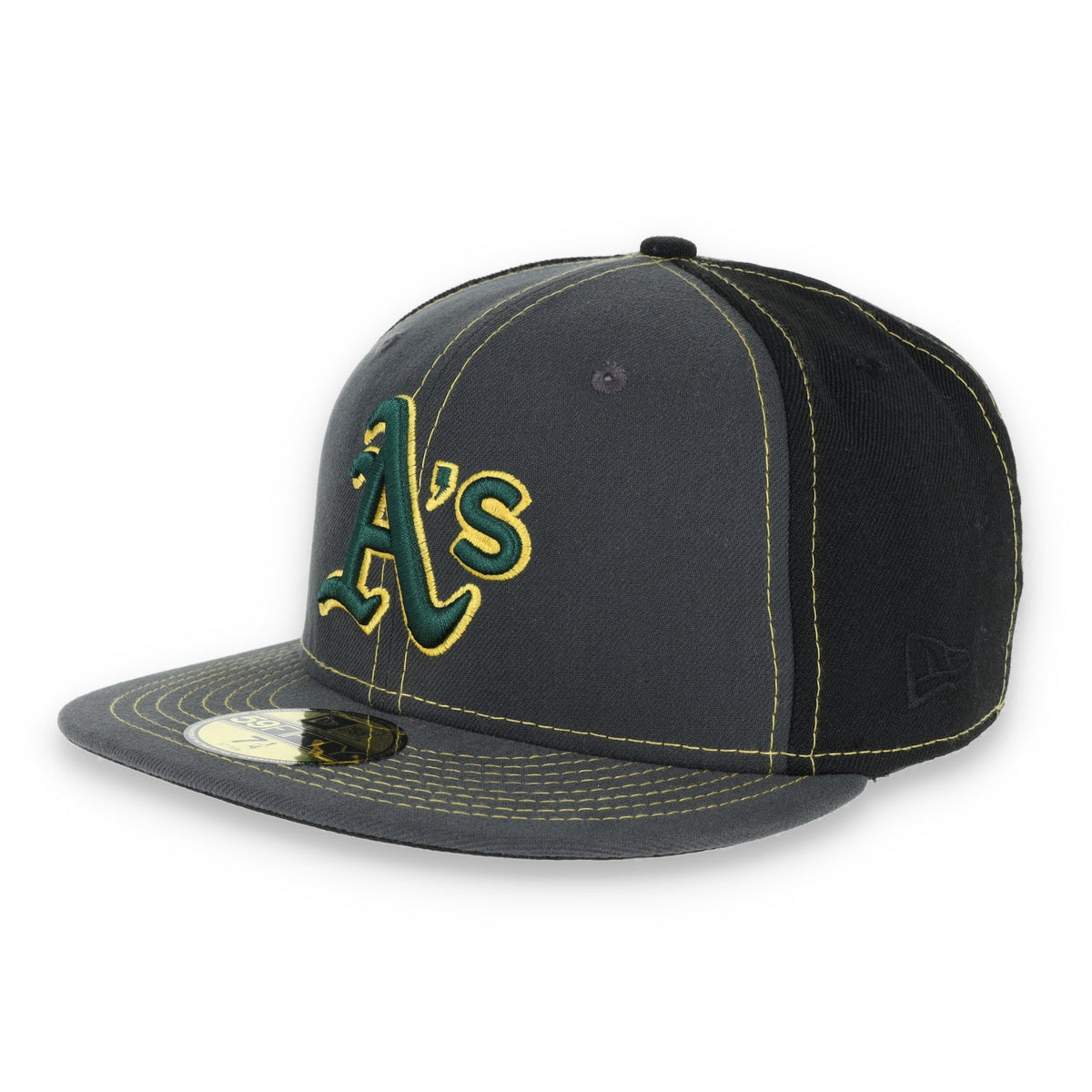 Oakland Athletics New Era 59Fifty Cap-Dark Grey/Black product image 1, provided for visual reference and product detail