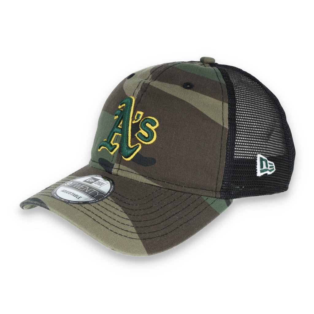 New Era Oakland A's Trucker 9TWENTY Adjustable Hat - Camo product image 1, provided for visual reference and product detail