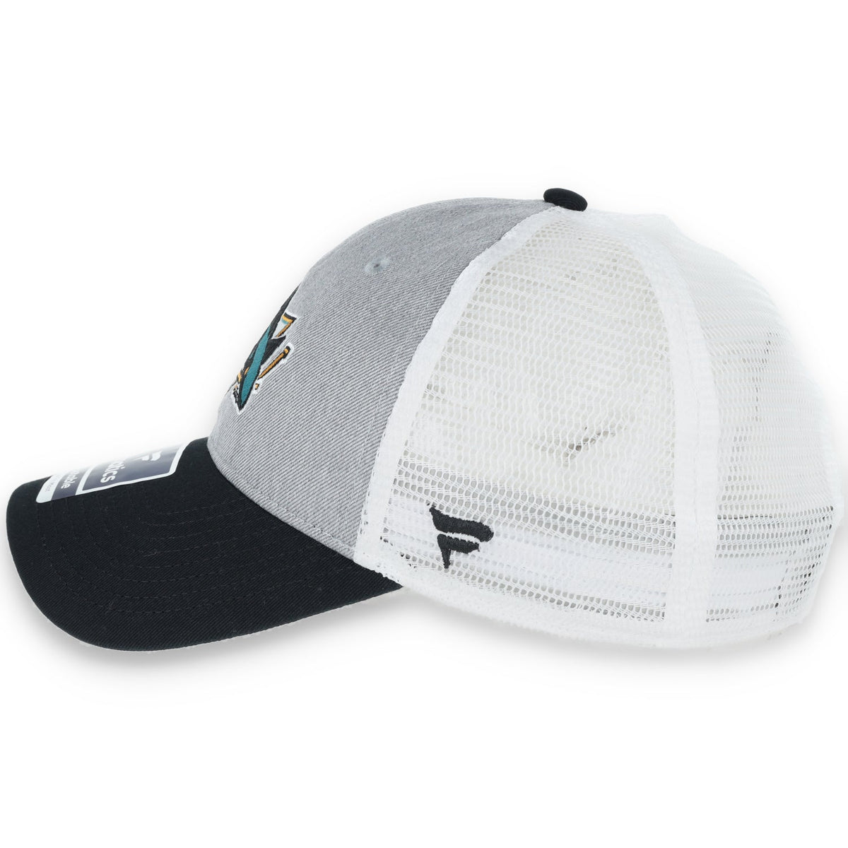 San Jose Sharks Fanatics Branded Trucker Snapback Hat-Stone Grey product image 6, provided for visual reference and product
