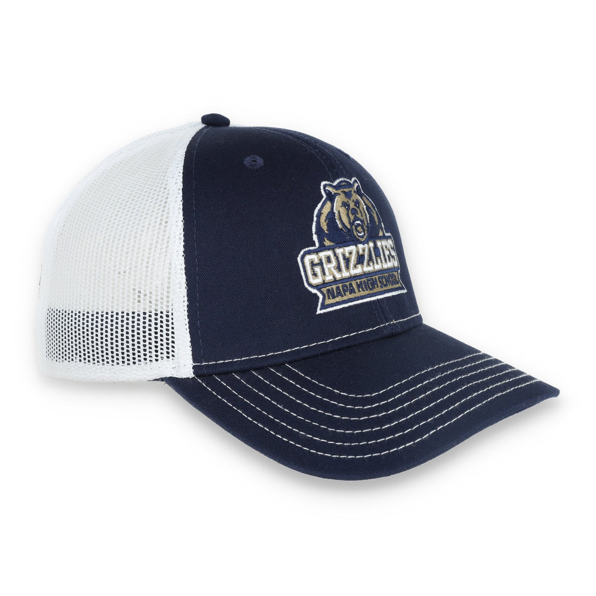 Napa High Grizzlies Flat Bill with Mesh Back Cap-Navy/White product image 3, provided for visual reference and product