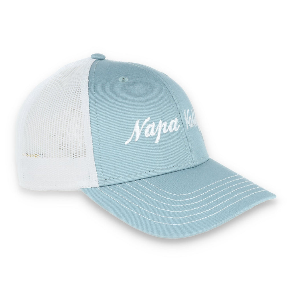 The Coliseum Napa Valley Modified Flat Bill Mesh Hat - Smoke Blue/White product image 3, provided for visual reference and