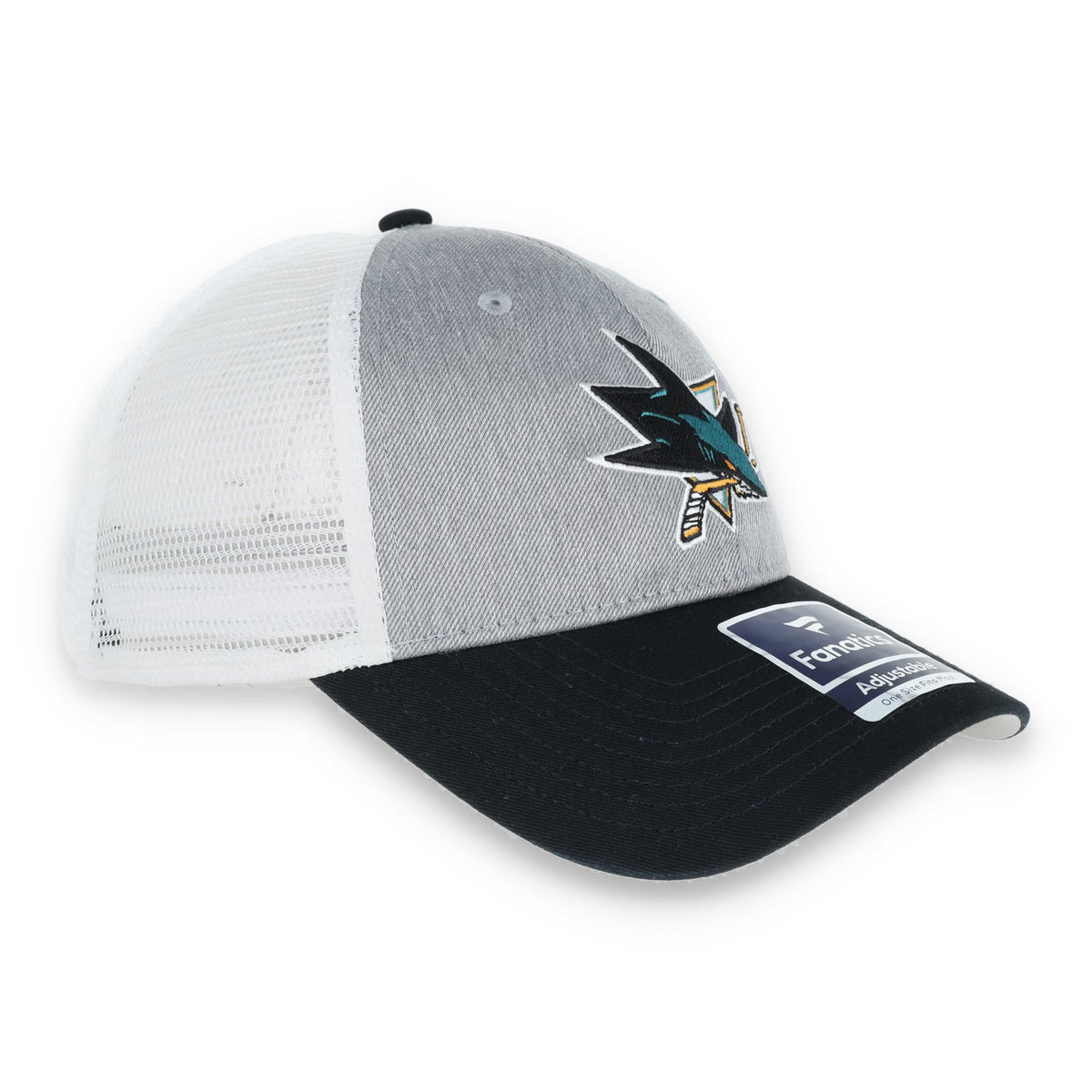 San Jose Sharks Fanatics Branded Trucker Snapback Hat-Stone Grey product image 3, provided for visual reference and product